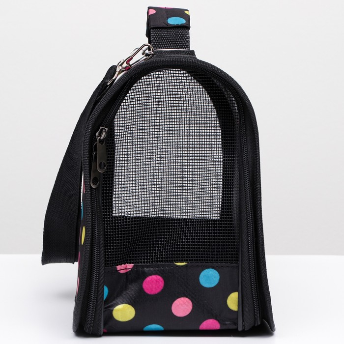 Сумка - переноска для животных  Сумка - переноска для животных "Горошек", чёрная, размер S, 37,5 х 17 х 22 см