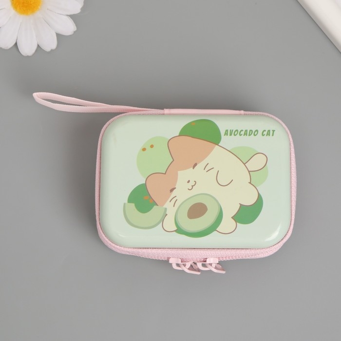 Шкатулка металл на молнии "Фруктовый Мяу" МИКС 9х6,5х3,3 см