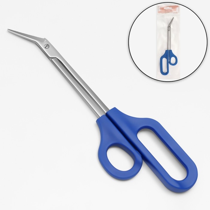 Ножницы педикюрные, фигурные, загнутые, 21 см, цвет синий Ножницы педикюрные, фигурные, загнутые, 21 см, цвет синий