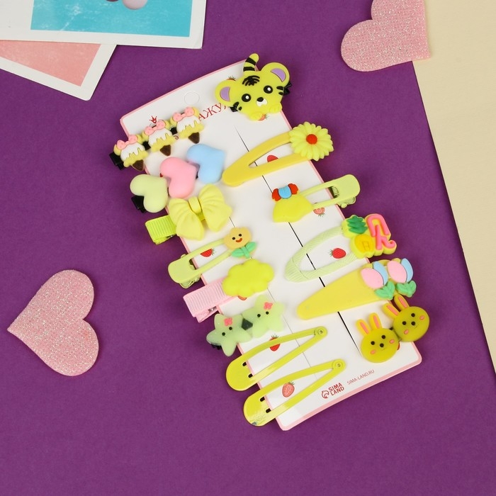 Набор для волос  Набор для волос "Маленькие радости" (14 шт) тигрёнок, жёлтый