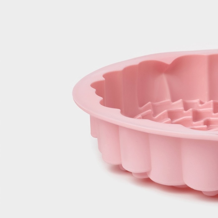 Форма для выпечки Доляна &laquo;Хризантема&raquo;, силикон, d=22 см, цвет розовый