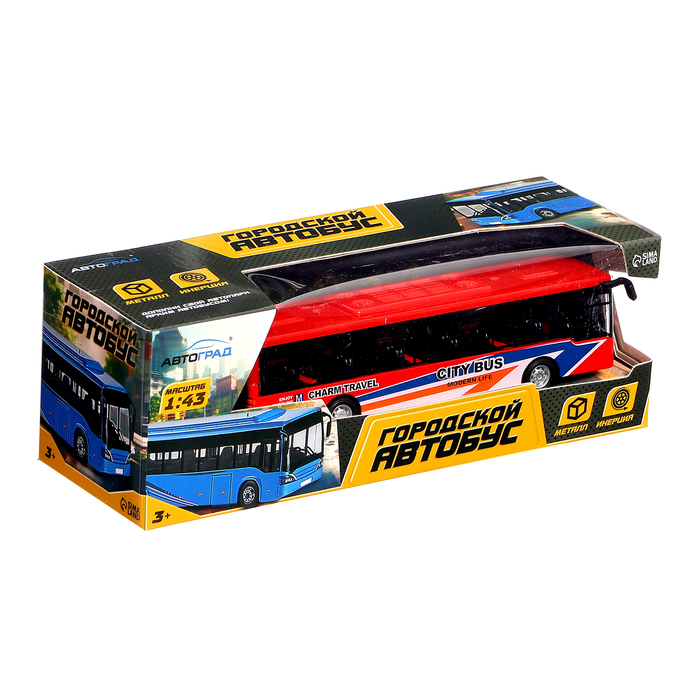 Автобус металлический «Междугородний», инерционный, масштаб 1:43, цвет красный Автобус металлический «Междугородний», инерционный, масштаб 1:43, цвет красный
