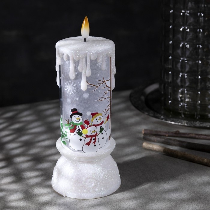 Светодиодная фигура «Свеча со снеговиком» 10 × 23 × 10 см, пластик, батарейки ААх3 (не в комплекте), свечение RGB Светодиодная фигура «Свеча со снеговиком» 10 × 23 × 10 см, пластик, батарейки ААх3 (не в комплекте), свечение RGB