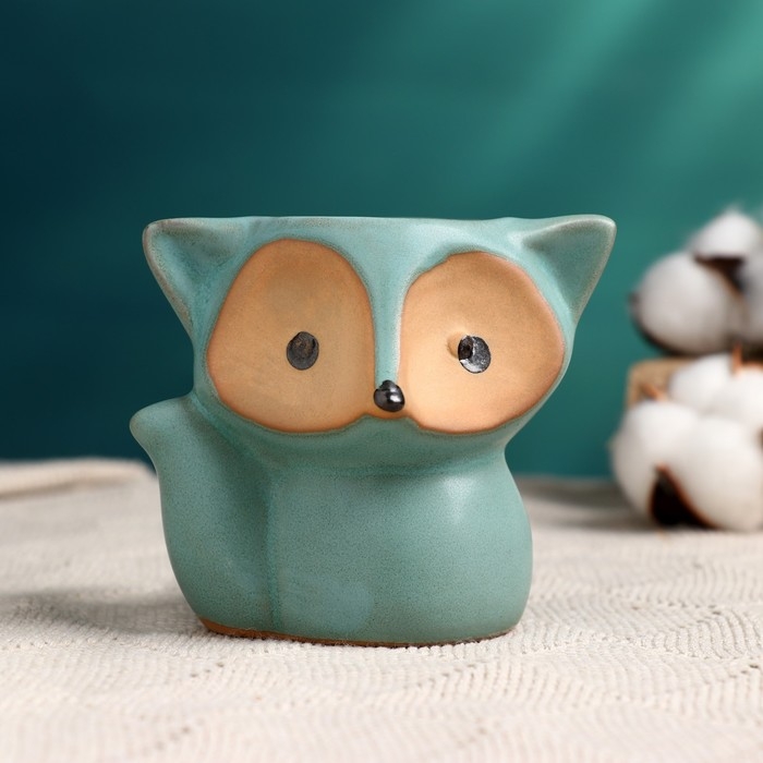 Горшок Горшок "Лисенок Фред" бирюзовый, 8х9х9см