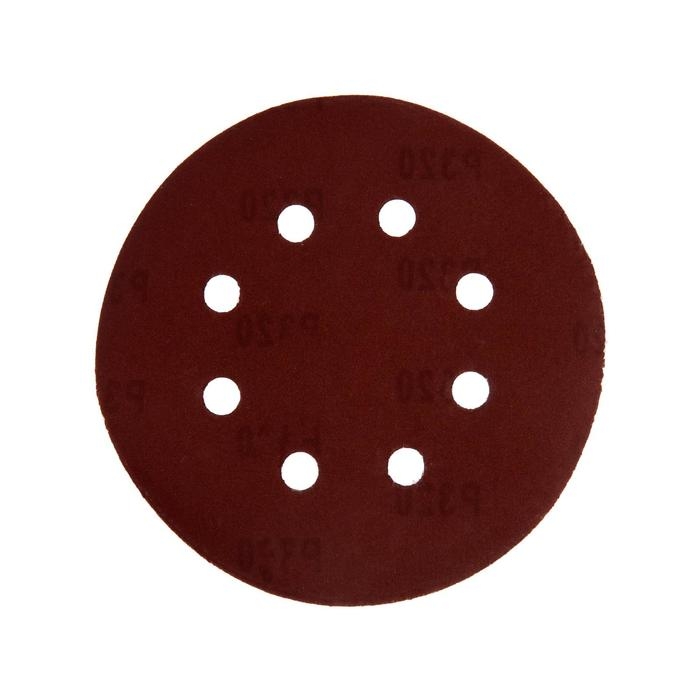 Круг абразивный шлифовальный под "липучку" ТУНДРА, перфорированный, 150 мм, Р320, 5 шт.