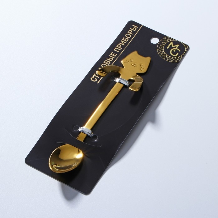 Ложка чайная из нержавеющей стали Magistro «Котик», длина 11,5 см, цвет золотой Ложка чайная из нержавеющей стали Magistro «Котик», длина 11,5 см, цвет золотой