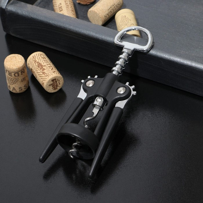 Штопор Доляна «Профи», 19 см, цвет чёрный Штопор Доляна «Профи», 19 см, цвет чёрный