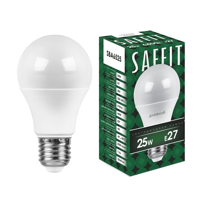 Лампа светодиодная SAFFIT, 25W 230V E27 6400K A65, SBA6525 Лампа светодиодная SAFFIT, 25W 230V E27 6400K A65, SBA6525