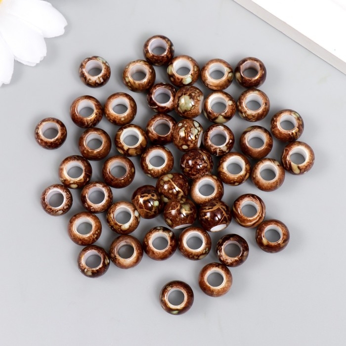 Бусины для творчества пластик Бусины для творчества пластик "Мраморные. Кофе" d=1 см набор 20 гр