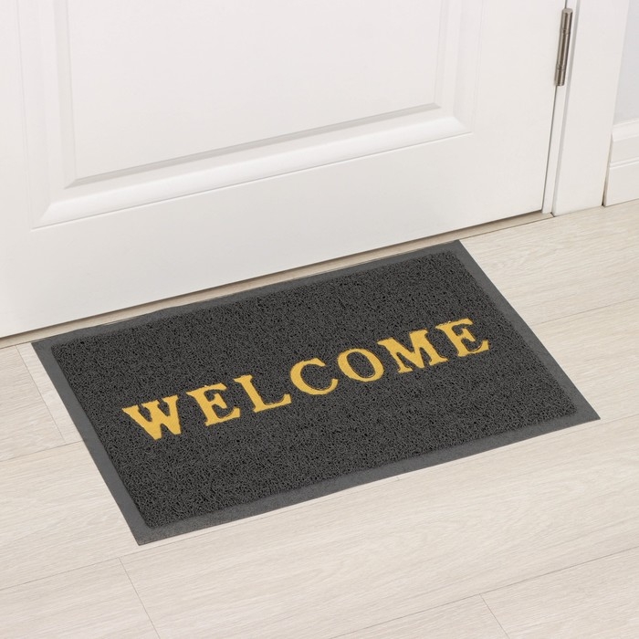 Коврик придверный Доляна Welcome, с окантовкой, 38×58 см, цвет серый Коврик придверный Доляна Welcome, с окантовкой, 38×58 см, цвет серый