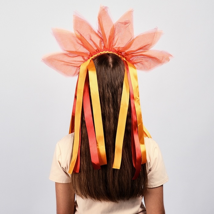 Карнавальный ободок «Лучистое солнце», цвет красно-оранжевый Карнавальный ободок «Лучистое солнце», цвет красно-оранжевый