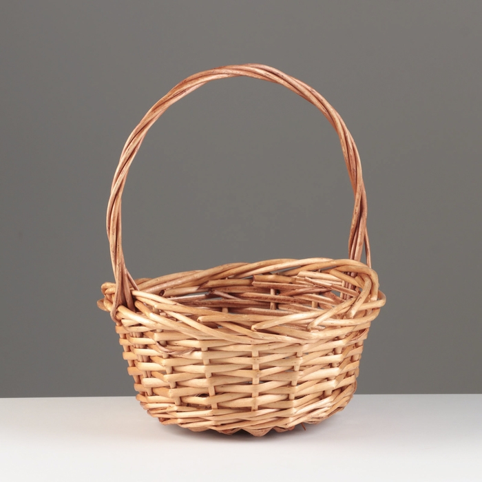 Корзина плетеная, 22x18xH10/11xHH25  BD14, медовый, ива Корзина плетеная, 22x18xH10/11xHH25  BD14, медовый, ива