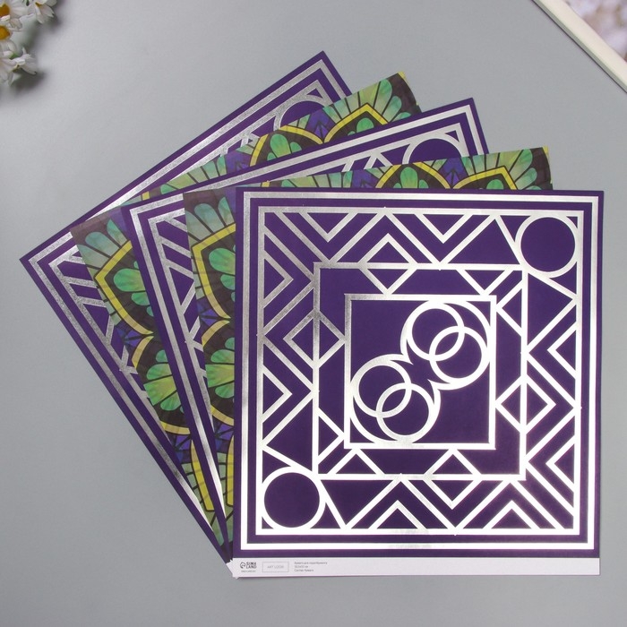 Бумага д/скрапа двусторонняя  Бумага д/скрапа двусторонняя "Эклектика серебро и мехенди" 180 гр набор 5 шт 30,5х32см