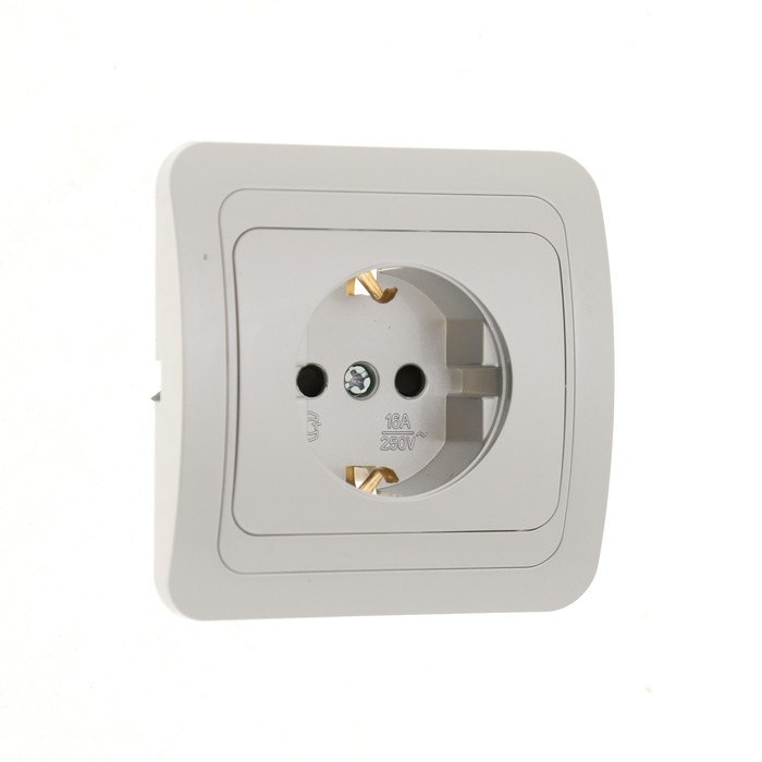 Розетка одноместная со шторкой Luazon Lighting  Розетка одноместная со шторкой Luazon Lighting "Орион", 16 А, скрытая, с з/к, серебристая