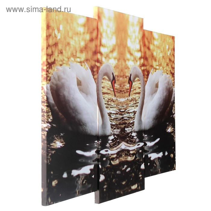 Модульная картина  Модульная картина "Лебединое озеро"  (2-25х52; 1-30х60) 60х80 см