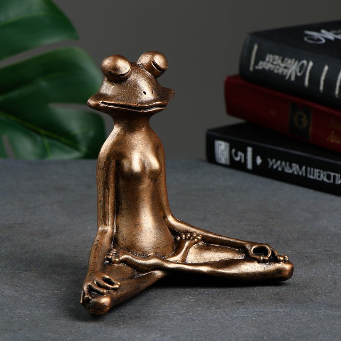 Фигура Фигура "Лягушка йог в позе лотоса" 16х16х6см, бронза
