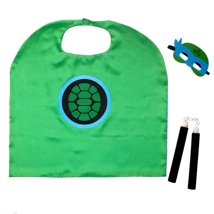 Карнавальный набор «Боевая черепашка», в наборе 3 предмета: плащ, маска и нунчаки Карнавальный набор «Боевая черепашка», в наборе 3 предмета: плащ, маска и нунчаки