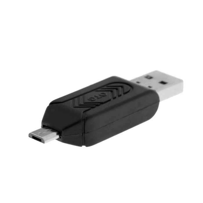 Картридер-OTG Luazon LNCR-001, подключение microUSB и USB, слоты SD microSD, черный Картридер-OTG Luazon LNCR-001, подключение microUSB и USB, слоты SD microSD, черный