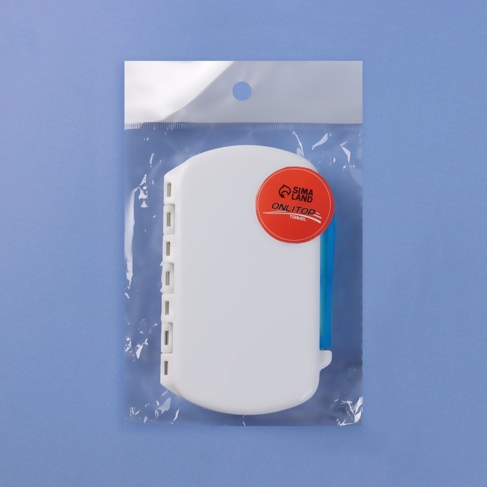 Таблетница, 12 × 7,5 × 2,8 см, 6 секций, цвет белый/МИКС Таблетница, 12 × 7,5 × 2,8 см, 6 секций, цвет белый/МИКС