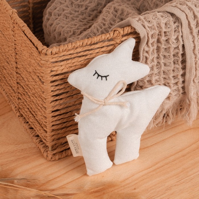 Мягкая игрушка «Оленёнок», 15 см, цвет белый, с бантиком Мягкая игрушка «Оленёнок», 15 см, цвет белый, с бантиком