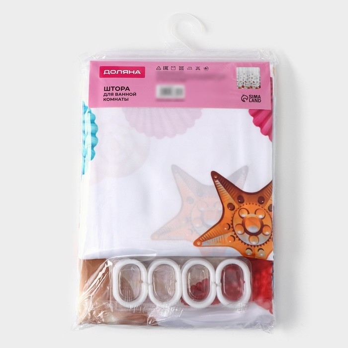 Штора для ванны Доляна «Ракушка», 180×180 см Штора для ванны Доляна «Ракушка», 180×180 см