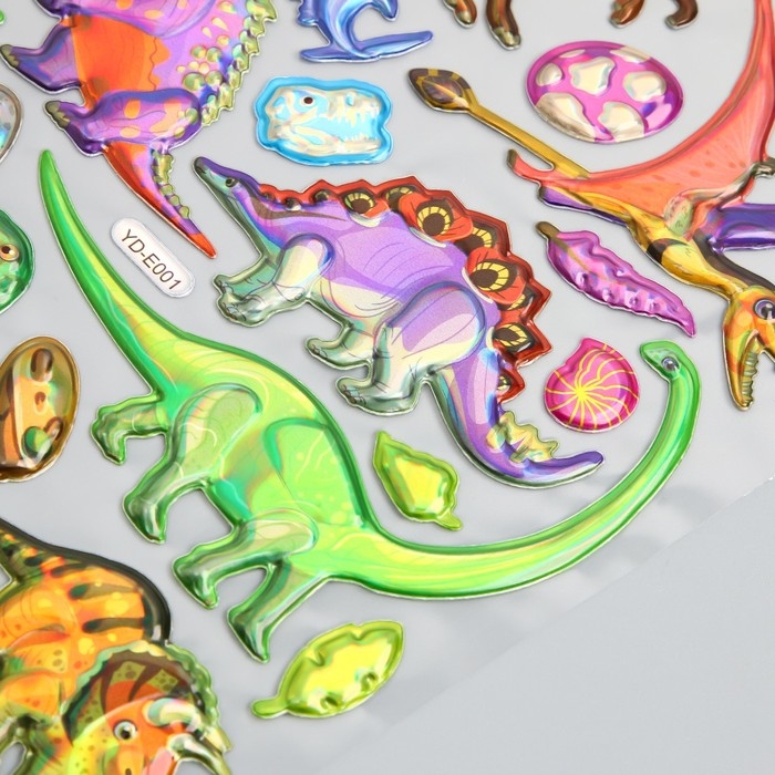 Наклейка пластик голография с металлическим отливом Наклейка пластик голография с металлическим отливом "Динозавры" 9,5х27 см