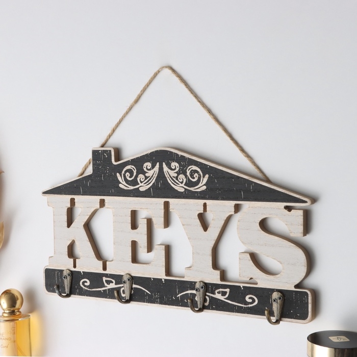 Крючки декоративные дерево Крючки декоративные дерево "Домик. Ключи" 3,5х35х17,5 см