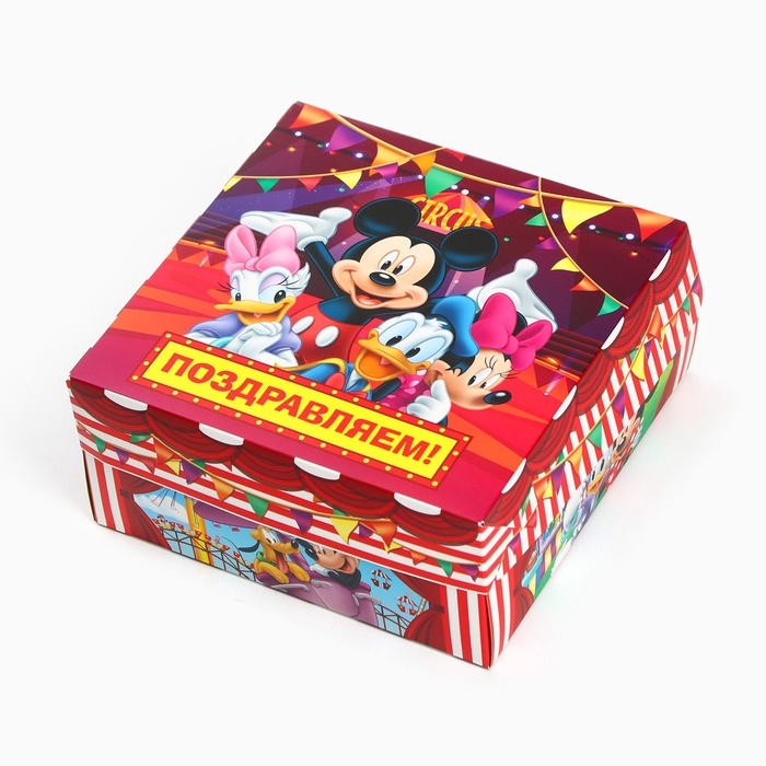 Коробка подарочная складная с 3Д «Поздравляем!», Микки Маус, 15 х 15 х 7 см