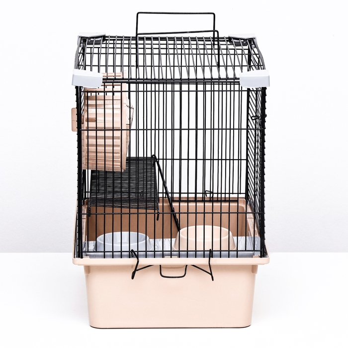 Клетка для грызунов Клетка для грызунов "Пижон" №10, 2 этажа, разборная, 42 х 30 х 37см (+домик,колесо,миска), бежевая