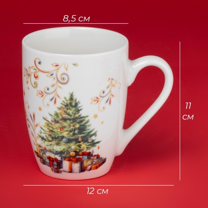 Новогодняя кружка для чая Доляна «Волшебное дерево», 300 мл, фарфор, цвет белый Новогодняя кружка для чая Доляна «Волшебное дерево», 300 мл, фарфор, цвет белый