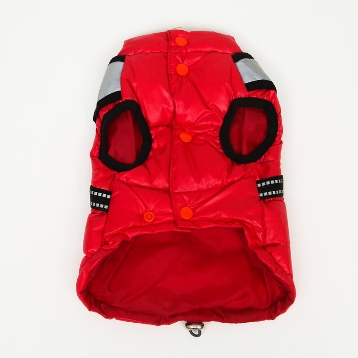 Куртка для собак со светоотражающей шлейкой,  размер14 (ДС 32 ОГ 42 ОШ 31), красная Куртка для собак со светоотражающей шлейкой,  размер14 (ДС 32 ОГ 42 ОШ 31), красная