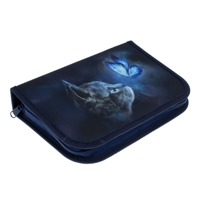 Пенал 3 секции, вкладка внутри, 140 х 210 х 40 мм, тканевый, Calligrata TOP Block  Пенал 3 секции, вкладка внутри, 140 х 210 х 40 мм, тканевый, Calligrata TOP Block "Милый котик"