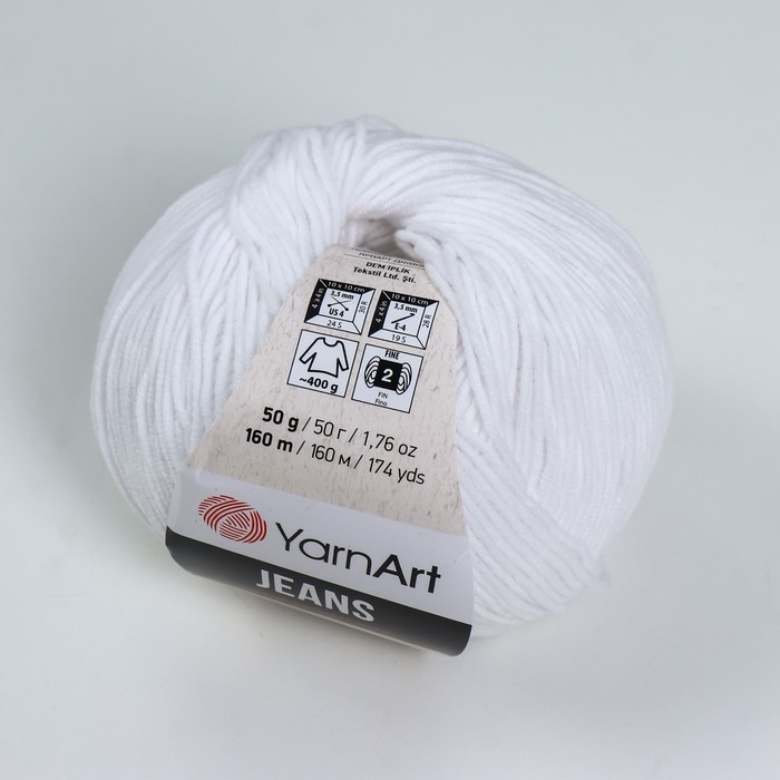 Пряжа Пряжа "Jeans" 55% хлопок, 45% акрил 160м/50гр (62 отбелка)