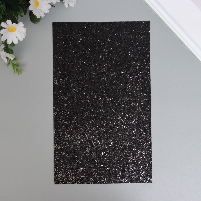 Лист для творчества иск.кожа Лист для творчества иск.кожа "Крупные блёстки" чёрный лист 33х20 см толщина 0,84 мм