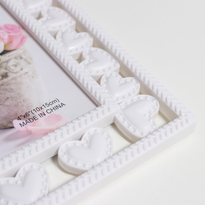 Фоторамка пластик 10х15 см "Сердечность" белая 22,5х17 см