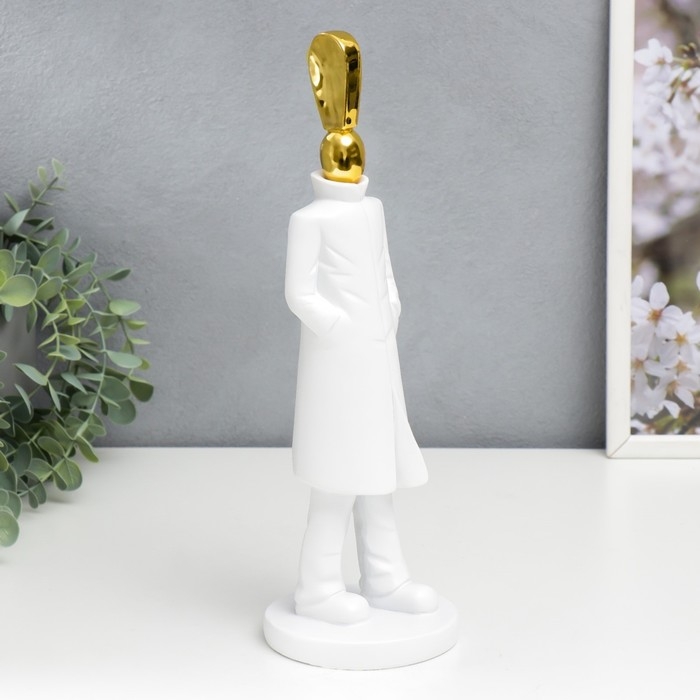Сувенир полистоун  Сувенир полистоун "Человек - Восклицательный знак" белый с золотом 33х10х10 см