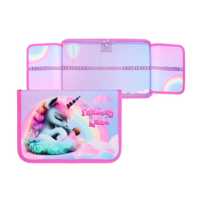 Пенал 1 секция, 140 х 200 х 40 мм, 2 откидные планки, тканевый, ПКТ 09-20 Пенал 1 секция, 140 х 200 х 40 мм, 2 откидные планки, тканевый, ПКТ 09-20 "Зефирная единорожка"