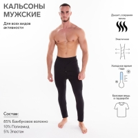 Термобельё мужское НАЧЁС (кальсоны), цвет чёрный, размер 48-50