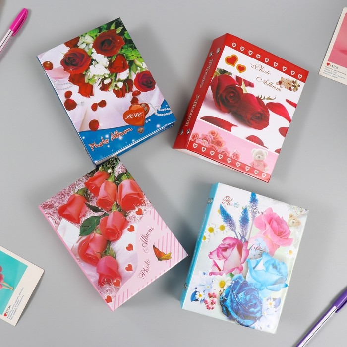 Фотоальбом на 100 фото 10х15 см Фотоальбом на 100 фото 10х15 см "Цветы" МИКС 16,5х12х5 см