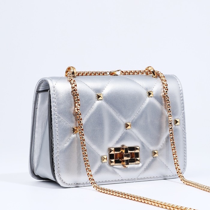 Сумка-мессенджер на молнии, цвет серебряный Сумка-мессенджер на молнии, цвет серебряный