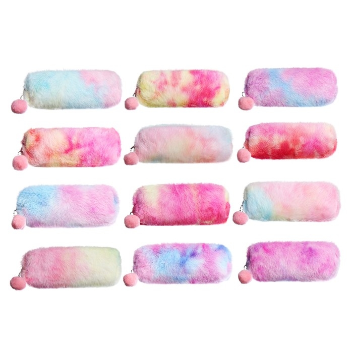 Пенал школьный меховой на молнии Calligrata Пенал школьный меховой на молнии Calligrata "Бамбошка", микс