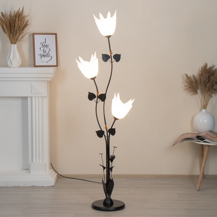 Торшер  Торшер "Ариадна" 3хЕ27 15Вт чёрно-белый h.155 см