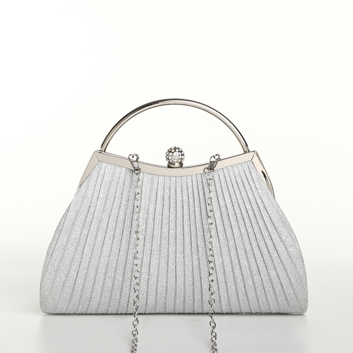 Сумка-клатч на фермуаре, цвет серебряный