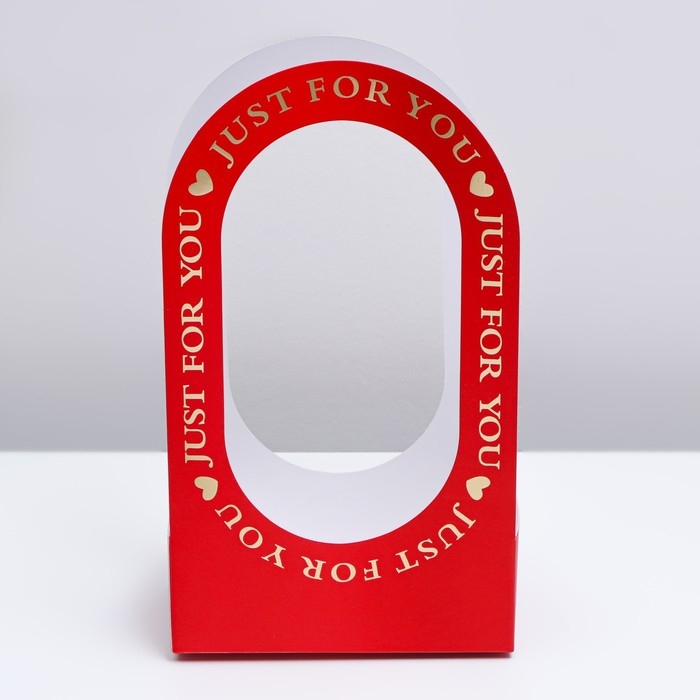 Коробка-переноска для цветов «Для тебя» 22 × 12 × 38 см, красная Коробка-переноска для цветов «Для тебя» 22 × 12 × 38 см, красная