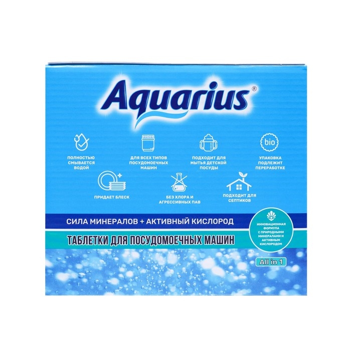 Таблетки для ПММ  Таблетки для ПММ "Aquarius" Сила Минералов + Активный Кислород, 60 шт