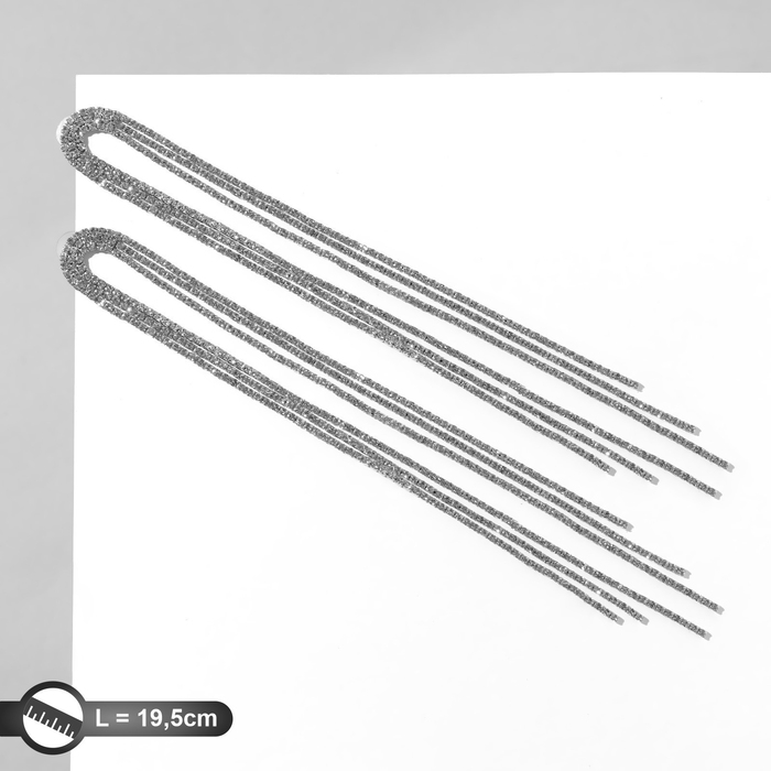 Серьги висячие со стразами «Голливуд» полукруг, 6 рядов, цвет белый в серебре, 19,5 см Серьги висячие со стразами «Голливуд» полукруг, 6 рядов, цвет белый в серебре, 19,5 см