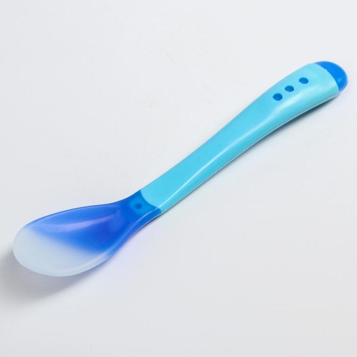 Ложка детская для кормления, термочувствительная, цвет сине-голубой Ложка детская для кормления, термочувствительная, цвет сине-голубой