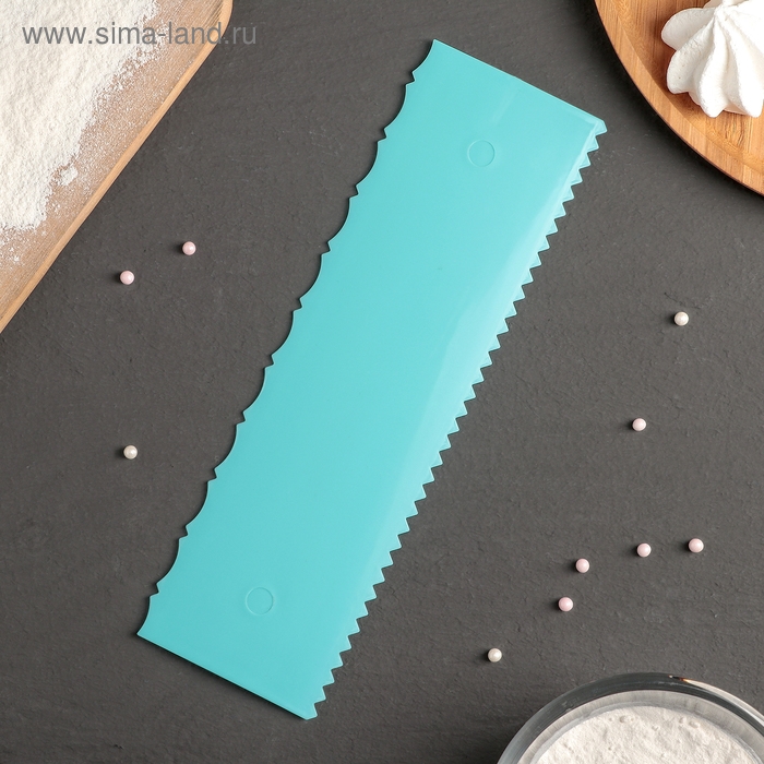 Шпатель кондитерский двойной Доляна «Узор», 25,5×7,5 см, цвет голубой Шпатель кондитерский двойной Доляна «Узор», 25,5×7,5 см, цвет голубой