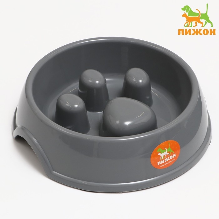 Миска для медленного кормления Миска для медленного кормления "Лапа", 22,5 х 23 х 6,5см, серая