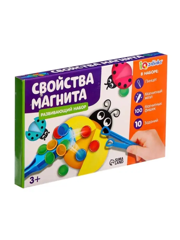 Развивающий набор &laquo;Свойства магнита&raquo;, магнитный жезл, фишки, пинцет, карточки